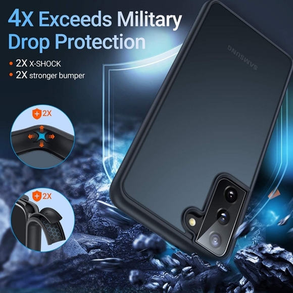 Torras Shockproof Case, Matte Black for Samsung Galaxy S21 - Picture 6 of 7